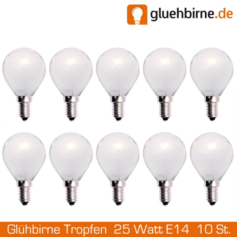 10 x glühbirne tropfen 25w e14 matt glühlampe 25 watt gl uu