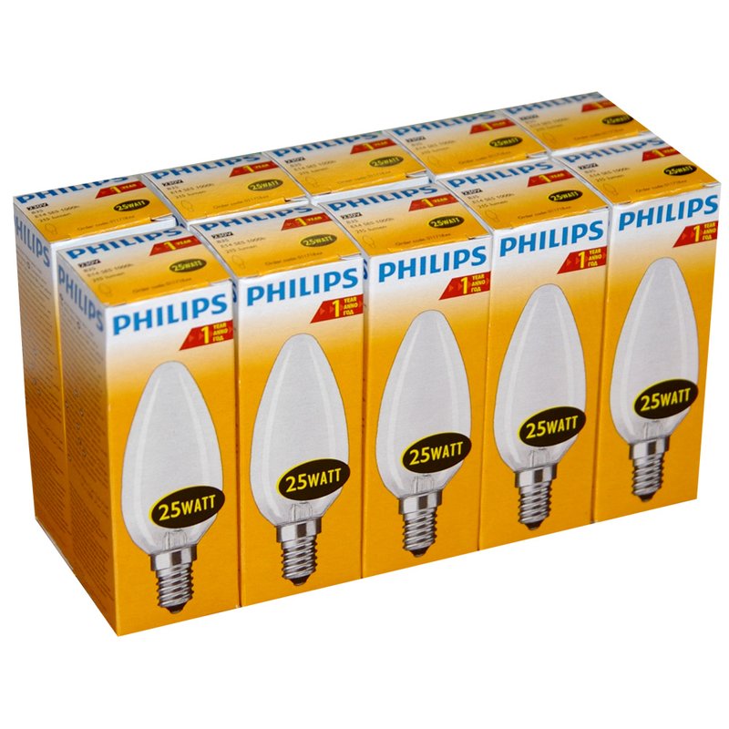 10 x Philips Glühlampe Glühbirne Kerze 25W E14 MATT Glühlampen Glühbi