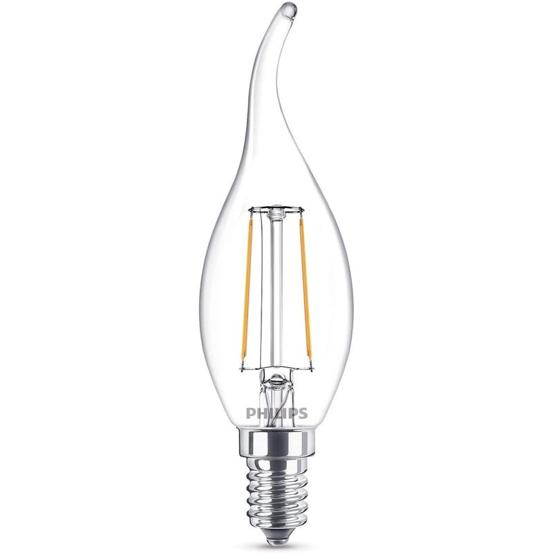 Philips LED Filament Leuchtmittel Windstoßkerze 2W 25W E14 klar 250