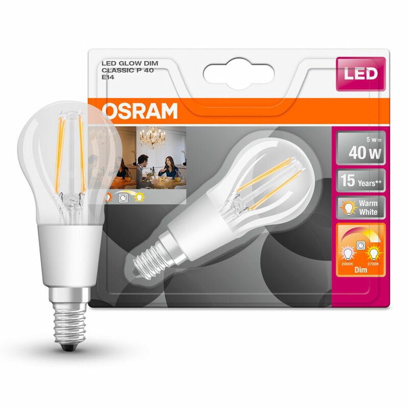 6 X Osram LED Filament Tropfen 5W 40W E14 Klar 470lm GlowDim Warmwe