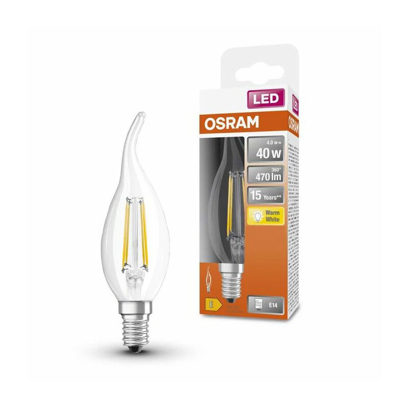 Osram Led Filament Retrofit Windsto Kerze W W E Klar Classic