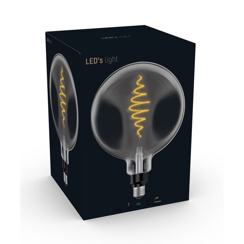 LED Spiral Filament G200 Globe 8 5W 20W E27 Rauchglas 200lm Extra W