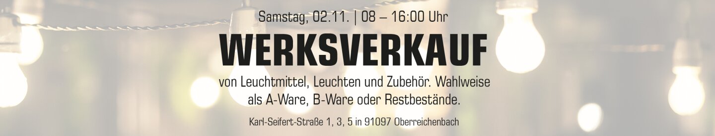 Banner zum Werksverkauf am 02.11.2024