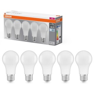 5 x Osram LED A60 Birnen 8,5W = 60W E27 matt 806lm Neutralweiß 4000K