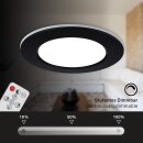 3 x Briloner LED Einbauleuchte Schwarz rund Ø9,2cm IP44 4,8W 450lm CCT 3000-6500K + Fernbedienung