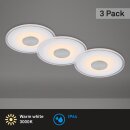 3 x Briloner LED Einbauleuchten Aluminium rund Ø12cm IP44 6W 650lm Warmweiß 3000K