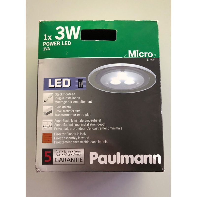 Line Holz 1x Einbauleuchte Paulmann Micro für LED 3W Einbaustrahler