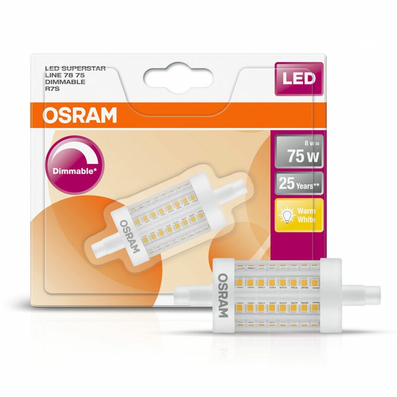 Osram LED Leuchtmittel Star 78mm 8W = 75W R7s warmweiß 2700K DIM