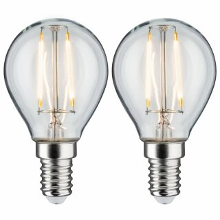 2 x Paulmann Filament LED Leuchtmittel Tropfen 2W = 25W E14 klar warmweiß 2700K