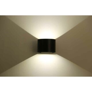 6W schwarz Warmweiß 3000K 780lm Wandlampe Indoor LED Wandleuchte rund