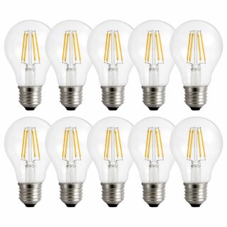 10 x Spectrum LED Filament Leuchtmittel A60 Birne 7W = 67W E27 klar 930lm Neutralweiß 4000K 300°