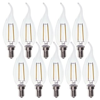 10 x mlight LED Filament Leuchtmittel Windstoßkerze 2W = 15W E14 klar 220lm warmweiß 2700K