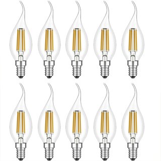 10 x mlight LED Filament Leuchtmittel Windstoßkerze 4W = 30W E14 klar 390lm warmweiß 2700K DIMMBAR