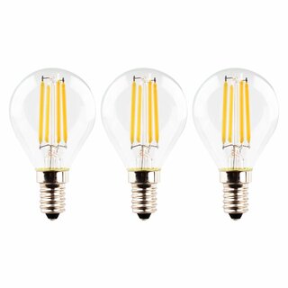 3 x Müller-Licht LED Filament Leuchtmittel Tropfenform 4W = 40W E14 klar 470lm warmweiß 2700K