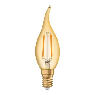 Osram LED Filament Vintage 1906 Windstoß Kerze 2,8W = 22W E14 klar gold extra warmweiß 2400K