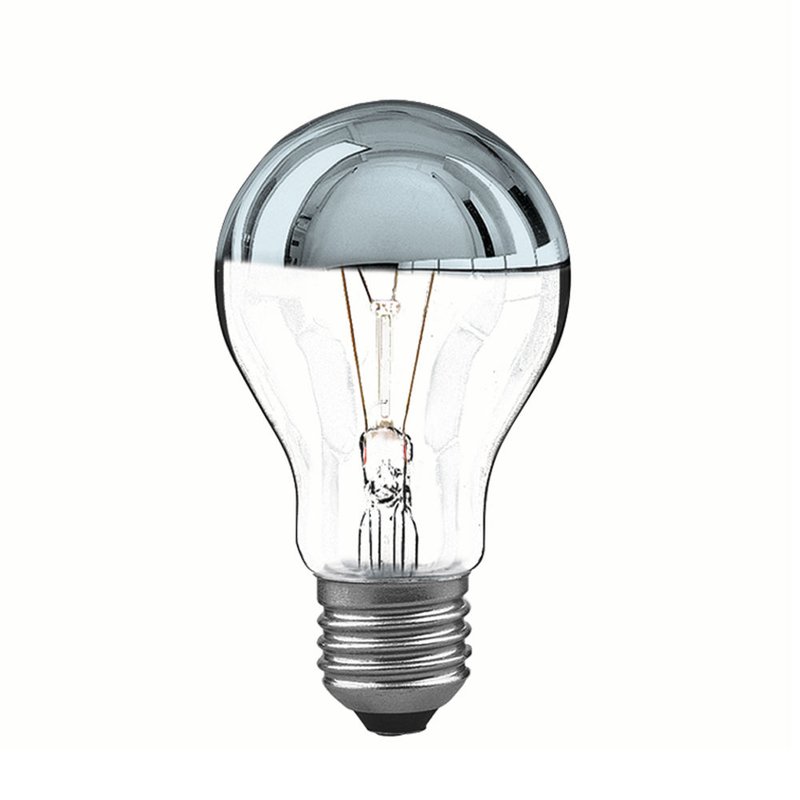Bellight Glühbirne Birnenform A60 60W E27 Kopfspiegel Silber Glühlamp