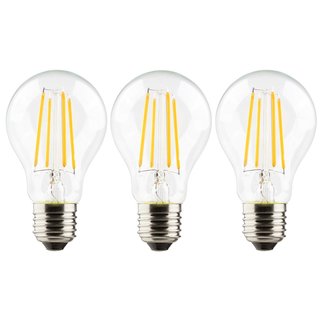 3 x Müller-Licht LED Filament Leuchtmittel Birnenform 7W = 60W E27 klar 806lm 827 warmweiß 2700K