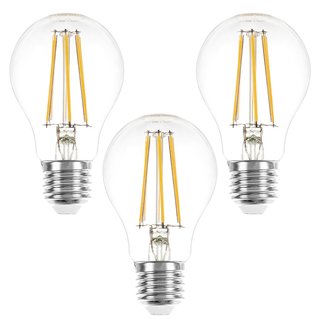 3 x LED Filament Leuchtmittel Birnenform A60 4,5W = 40W E27 klar 470lm Ra>90 warmweiß 2700K