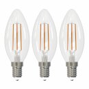 3 x Casaya LED Filament Kerzen 4,5W = 40W E14 klar 470lm warmweiß 2700K Ra>90