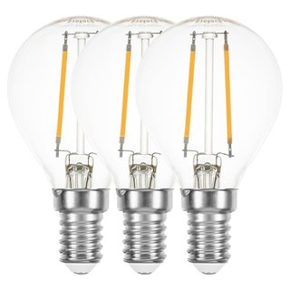 3 x LED Filament Leuchtmittel Tropfen P45 2,5W = 25W E14 klar 245lm warmweiß 2700K Ra>90