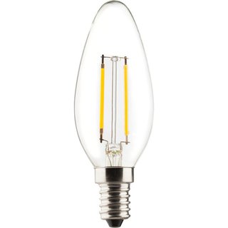 LED Filament Leuchtmittel Retro Kerze 2,5W = 25W E14 klar 245lm warmweiß 2700K Ra>90