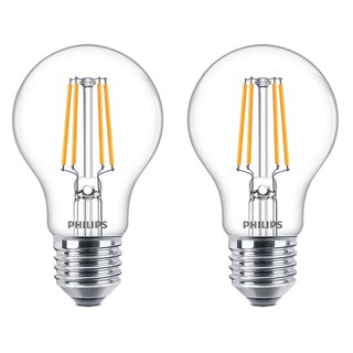 2 x Philips LED Filament Leuchtmittel Birne 4,3W = 40W E27 klar 470lm warmweiß 2700K