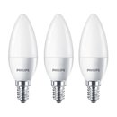 3 x Philips LED Leuchtmittel Kerzenform 4W = 25W E14 matt 250lm warmweiß 2700K