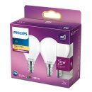 2 x Philips LED Leuchtmittel Tropfen 2,2W = 25W E14 matt 250lm warmweiß 2700K