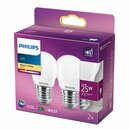 2 x Philips LED Leuchtmittel Tropfen P45 2,2W = 25W E27 matt 250lm warmweiß 2700K