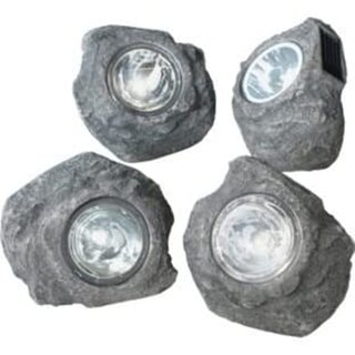 4 x Smartwares LED Solar Steine Außenleuchten IP44 Solar Rock