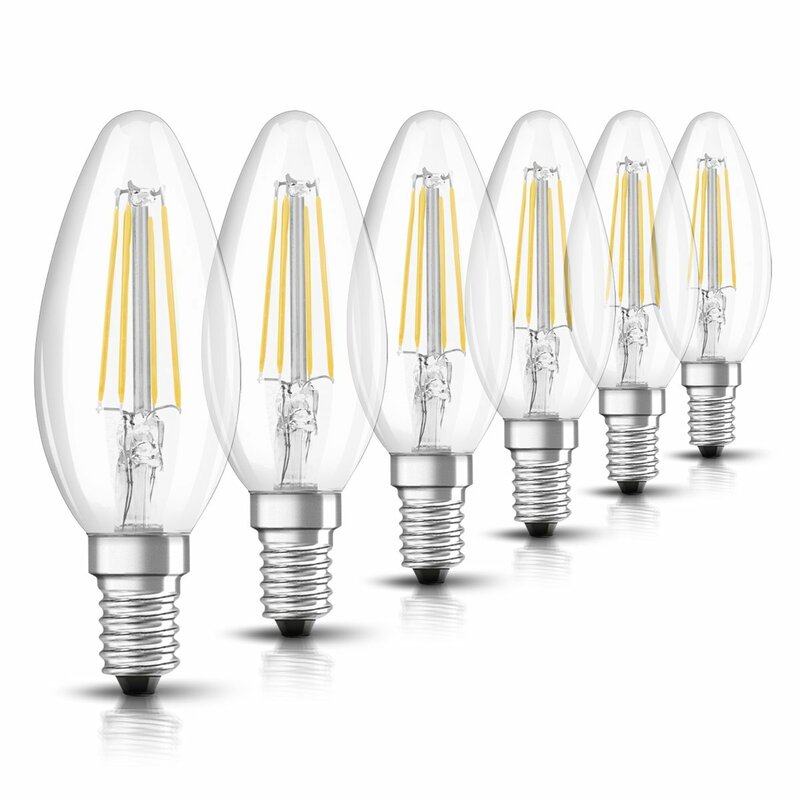 6 X Osram LED Filament Leuchtmittel Kerze 5W 40W E14 Klar 470lm Rel