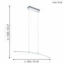 Eglo LED Pendelleuchte Lasana curved Chrom 90cm 15W 1800lm warmweiß 3000K kürzbar