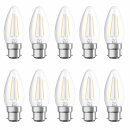 10 x Osram LED Filament Kerze 2,5W = 25W B22d klar 250lm...