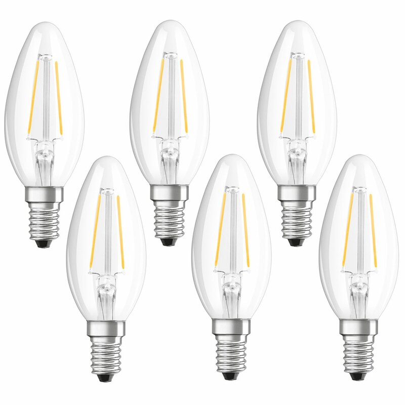 6 X Osram LED Filament Retrofit Classic B Kerze 1,2W = 15W E14 Klar W