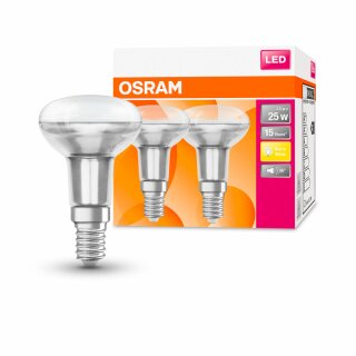 2 x Osram LED Leuchtmittel Glas Reflektor R50 1,5W = 25W E14 matt 110lm warmweiß 2700K