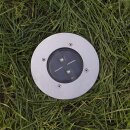 4 x Ranex LED Solar Bodeneinbaustrahler rund Edelstahl IP67 0,12W Neutralweiß 4000K befahrbar Sensor