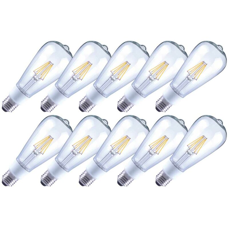 10 x Arteko LED Filament Leuchtmittel = klar 8 Edison 7W E27 ST64 60W