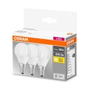 3 x Osram LED Leuchtmittel Classic Tropfen 5,5W = 40W E14 matt 470lm warmweiß 2700K