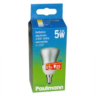 Paulmann ESL Energiesparlampe Reflektor R50 5W = 25W E14 110° warmweiß 2700K 892.06 PX001