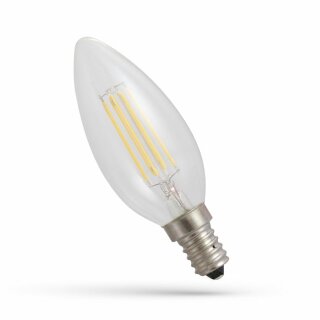 Spectrum LED Filament Leuchtmittel Kerze 5,5W = 60W E14 klar 700lm warmweiß 2700K 300°