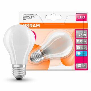 Osram LED Filament Superstar Classic Birne 8,5W = 75W E27 matt 1055lm 840 neutralweiß 4000K DIMMBAR