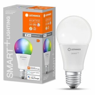 Ledvance LED Smart+ A60 Birne 9W = 60W E27 matt 806lm RGBW 2700K-6500K Dimmbar App Google Alexa WiFi