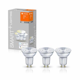 3 x Ledvance LED Smart+ Glas Reflektor 4,9W = 50W GU10 350lm warmweiß 2700K 45° Dimmbar App Google Alexa WiFi