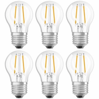 6 x Osram LED Filament Leuchtmittel Tropfen P45 2,5W = 25W E27 klar 250lm Neutralweiß 4000K