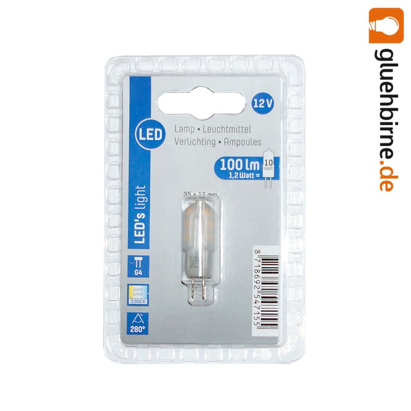 Mini LED G4 1,2W 12V warmweiß 3000K 100lm Ersatz für Halog