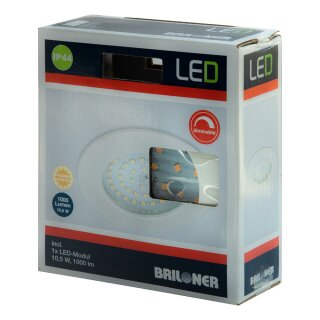 Briloner LED Einbauleuchte rund Weiß IP44 10,5W 1000lm Warmweiß 3000K Dimmbar