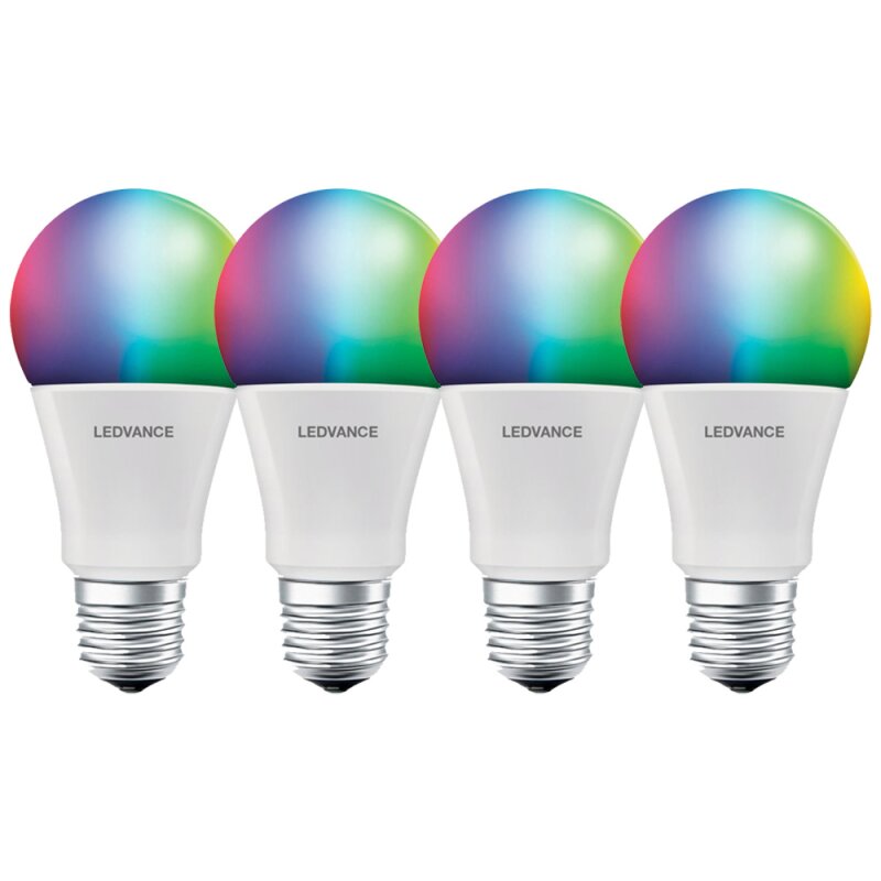 4 x Ledvance LED Smart+ Birne 9W = 60W E27 matt 806lm RGBW 2700K-6500