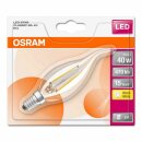 6 x Osram LED Filament Leuchtmittel Windstoß Kerze 4,5W = 40W E14 klar warmweiß 2700K DIMMBAR