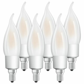 6 x Osram LED Filament Leuchtmittel Windstoß Kerze 4,5W = 40W E14 matt warmweiß 2700K DIMMBAR