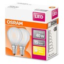 2 x Osram LED Filament Leuchtmittel P45 Tropfen Classic 4W = 40W E14 matt 470lm warmweiß 2700K FS